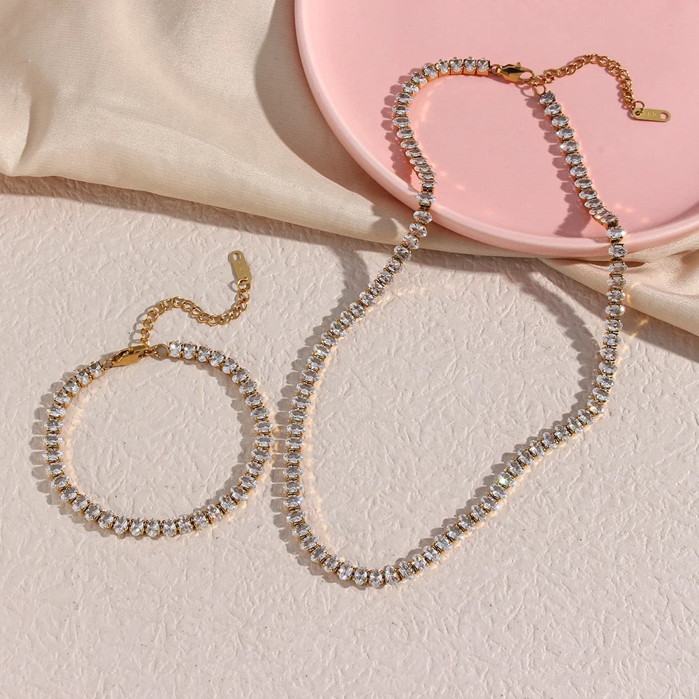 Oval Gold Tennis Necklace