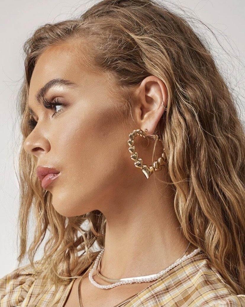 Heart Charm Hoops - SHOP LANI