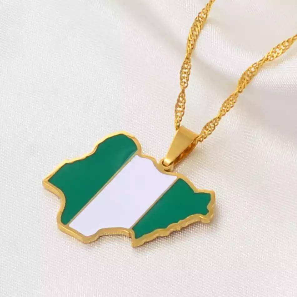 Nigeria Flag Necklace - gold - SHOP LANI