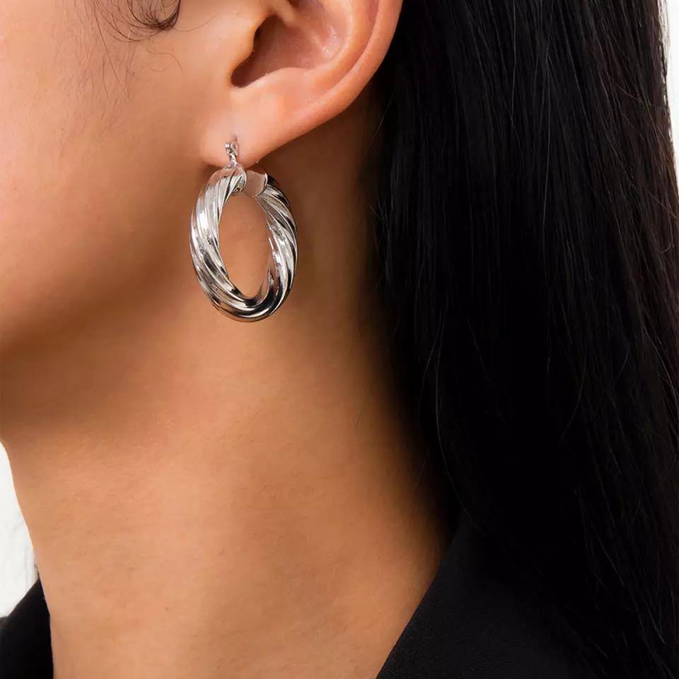 Silver Twist Hoops - SHOP LANI