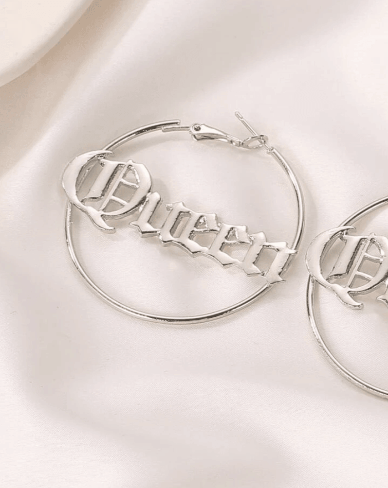 Silver Queen Font Hoops - SHOP LANI