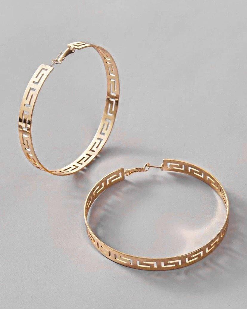 Gold Greek Hoops - SHOP LANI