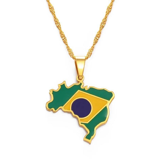 Brazil Flag Necklace - SHOP LANI