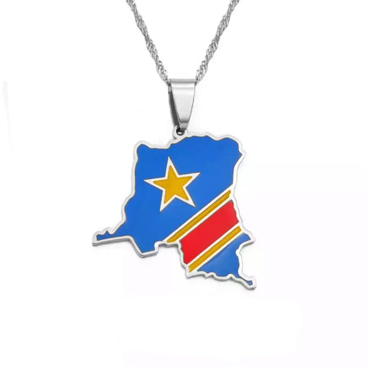 Congo Flag Necklace | silver