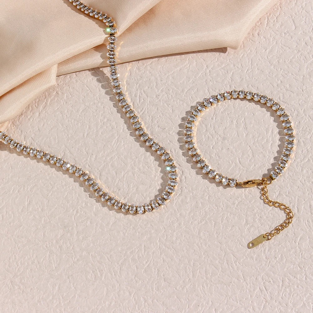 Oval Gold Tennis Necklace