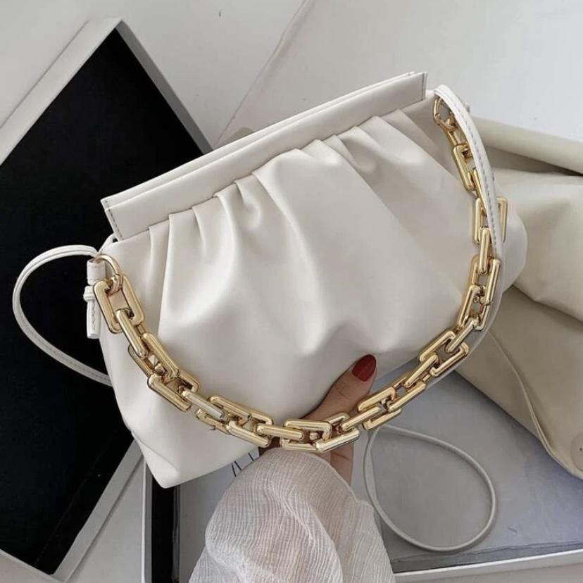 Sienna Gold Chain Bag | white - SHOP LANI