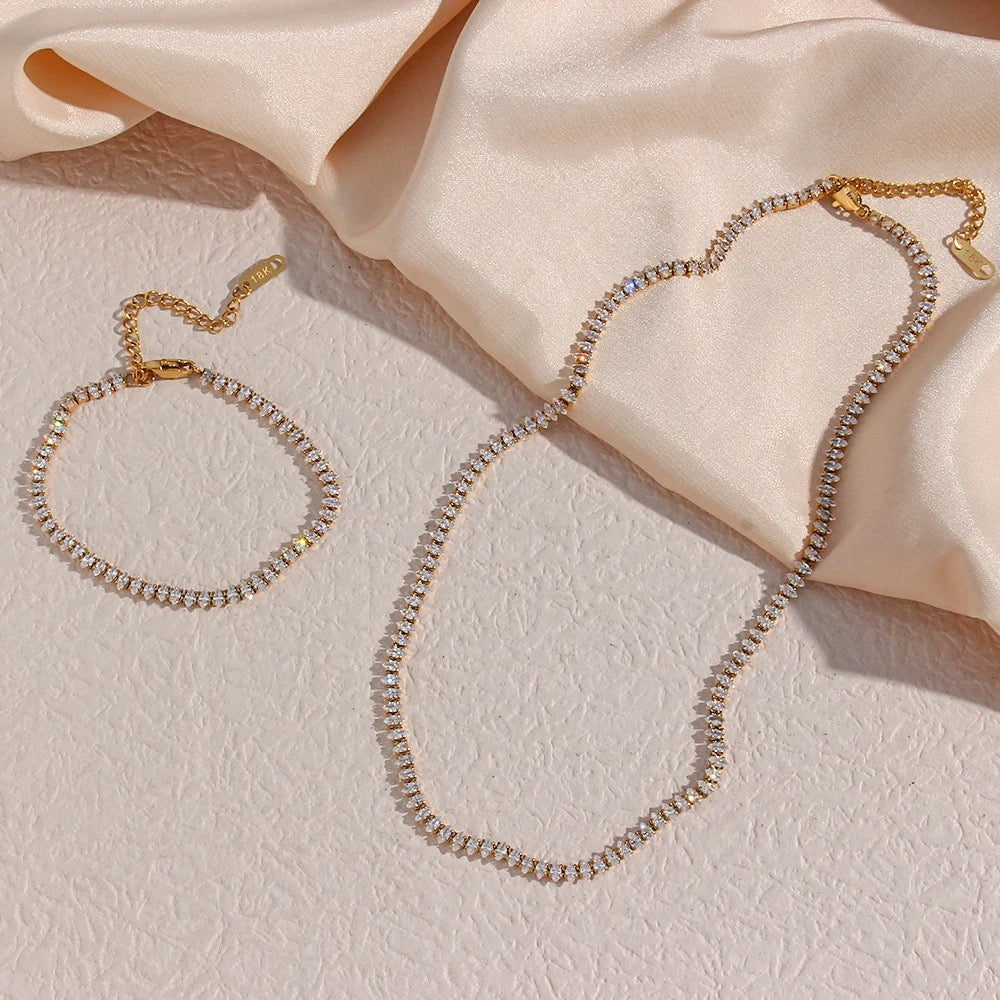 Oval Gold Tennis Necklace