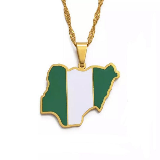 Nigeria Flag Necklace - gold - SHOP LANI